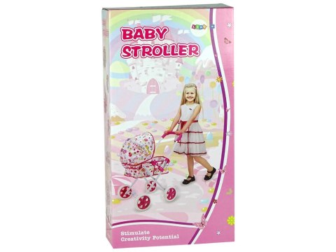 LEAN Toys Wózek Spacerówka Dla Lalek Różowy z Kolorowym Daszkiem 66 cm LEAN Toys Wózek Spacerówka Dla Lalek Różowy z Kolorowym Daszkiem 66 cm