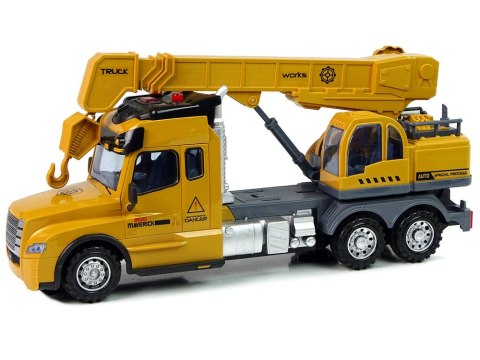 LEAN Toys Zdalnie Sterowana Ciężarówka Dźwig Pilot 2,4G Światła Dźwięki Żółta