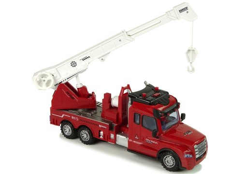 LEAN Toys Zdalnie Sterowana Straż Pożarna Pilot 2,4G Światła Dźwięki Dźwig Czerwony