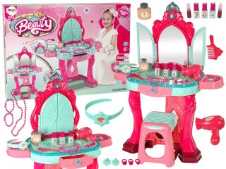 LEAN Toys Zestaw Piękności Toaletka z Lustrem Światła Dźwięk Biżuteria Różowa