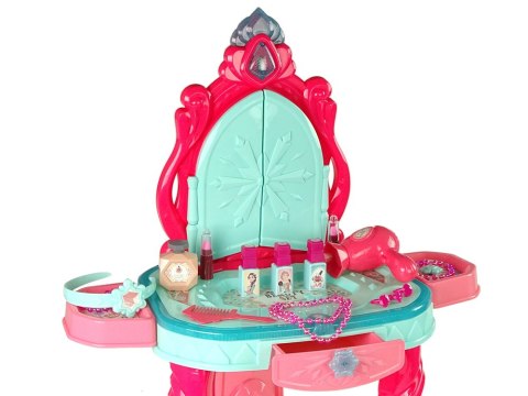 LEAN Toys Zestaw Piękności Toaletka z Lustrem Światła Dźwięk Biżuteria Różowa