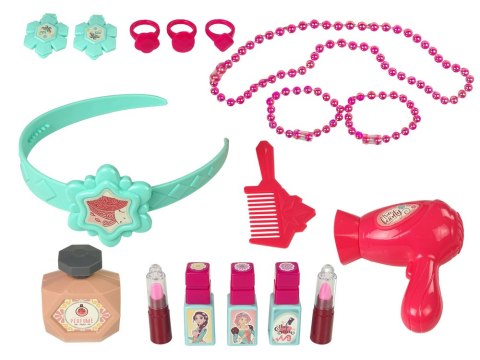 LEAN Toys Zestaw Piękności Toaletka z Lustrem Światła Dźwięk Biżuteria Różowa