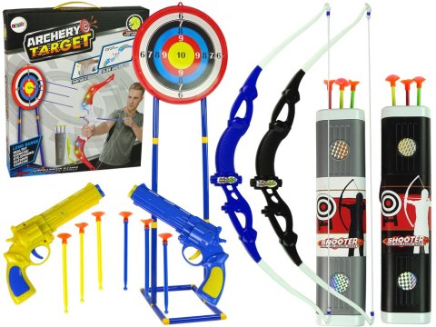 LEAN Toys Zestaw Strzelecki Łuk Tarcza na Stojaku 134 cm Kołczan Pistolety
