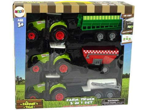LEAN Toys Zestaw Trzech Traktorów Naczepy Opryskiwacz Farma Ciągnik