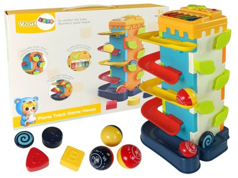 LEAN Toys Zjeżdżalnia Piłeczek Blok Edukacyjny Sorter z Pianinkiem