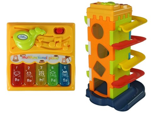 LEAN Toys Zjeżdżalnia Piłeczek Blok Edukacyjny Sorter z Pianinkiem