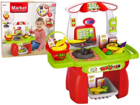 LEAN Toys Zestaw Supermarket Koszyk Sklepowy Waga Artykuły Spożywcze