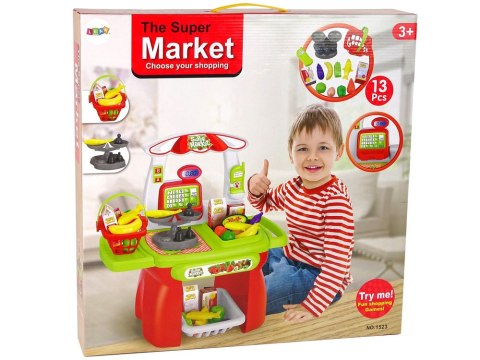 LEAN Toys Zestaw Supermarket Koszyk Sklepowy Waga Artykuły Spożywcze