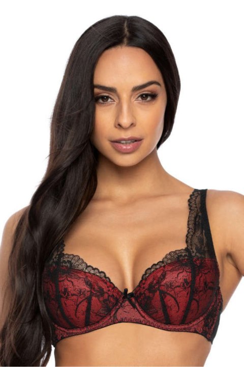 Biustonosz push up Biustonosz Usztywniany Model Percy M-3530/22 Black/Red - Mat Biustonosz push up Biustonosz Usztywniany Model Percy M-3530/22 Black/Red - Mat