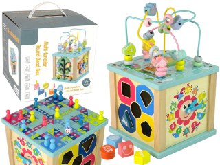 LEAN Toys Drewniana Kostka Edukacyjna Sorter Labirynt Gra Chińczyk Zegar