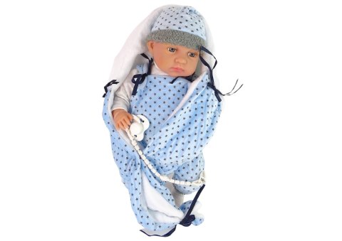 LEAN Toys Lalka Bobas 46 cm Niebieska Smoczek Kocyk Gwiazdka