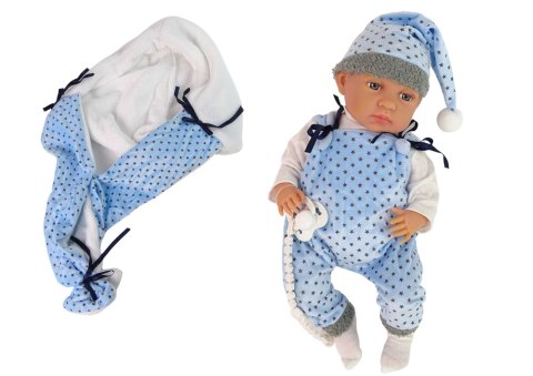 LEAN Toys Lalka Bobas 46 cm Niebieska Smoczek Kocyk Gwiazdka