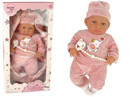 LEAN Toys Lalka Bobas 46 cm Różowa Smoczek Becik Słonik