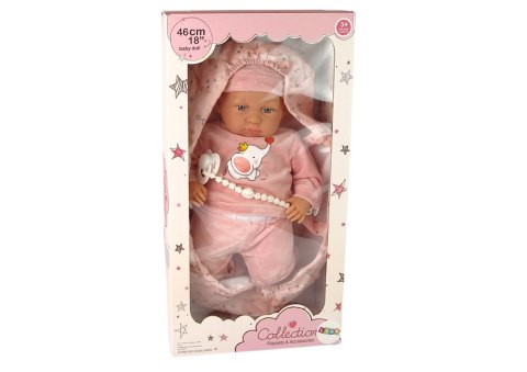 LEAN Toys Lalka Bobas 46 cm Różowa Smoczek Becik Słonik