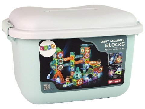 LEAN Toys Świecąca Zjeżdżalnia Dla Kulek Klocki Magnetyczne W Pudełku 150 Elementów LEAN Toys Świecąca Zjeżdżalnia Dla Kulek Klocki Magnetyczne W Pudełku 150 Elementów