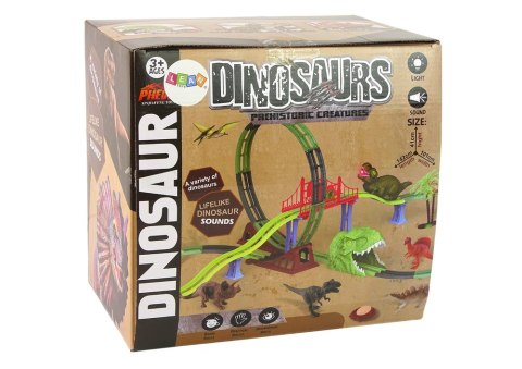 LEAN Toys Tor Kolejka Spirala Dinozaur Dźwięk Światło Akcesoria LEAN Toys Tor Kolejka Spirala Dinozaur Dźwięk Światło Akcesoria