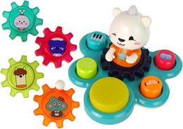 LEAN Toys Zabawka Interaktywna Edukacyjna Dla Niemowląt Grający Miś Koła Zębate