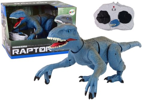 LEAN Toys Zdalnie Sterowany Dinozaur Velociraptor Dźwięk Odgłosy Ryczenia Niebieski