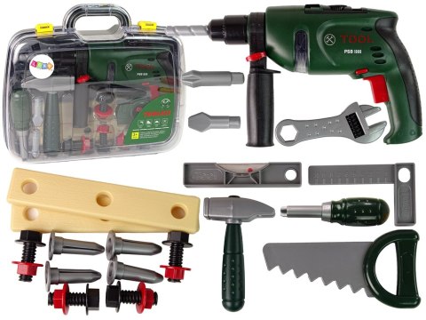LEAN Toys Zestaw Majsterkowicza w Walizce Wiertarka Na Baterie Młotek