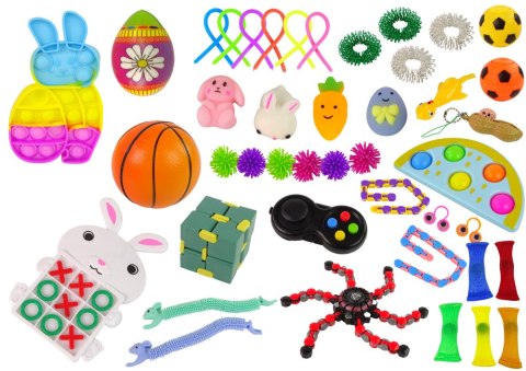 LEAN Toys Zestaw Zabawek Wielkanocnych Fidget Toys Pop It Squishy Antystresowe 42 Elementy