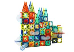 LEAN Toys Zestaw Zjeżdżalnia Dla Kulek Klocki Magnetyczne 168 Elementów
