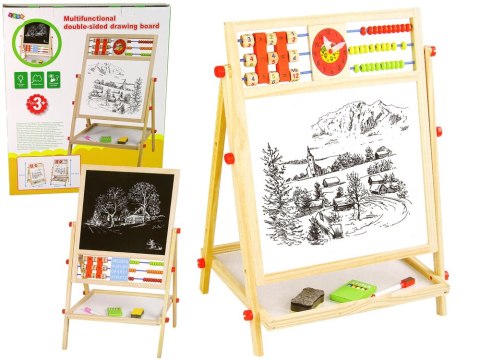 LEAN Toys Drewniana Tablica 2w1 Liczydło Kreda Pisak