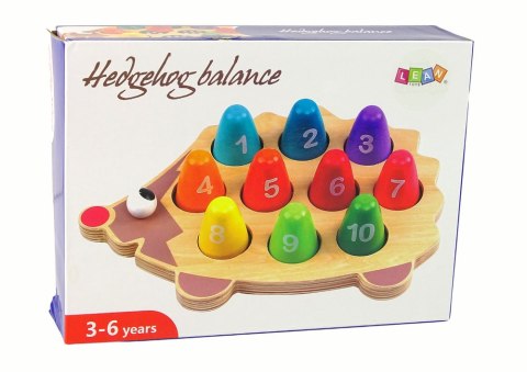 LEAN Toys Drewniany Jeż Edukacyjny 10 Pionków Kolorowy