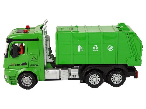 LEAN Toys Śmieciarka Zdalnie Sterowana Zielona Pilot 2,4G Światła Dźwięk
