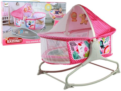 LEAN Toys Wielofunkcyjne Łóżeczko Bujaczek 2w1 Mata Dziecięca Dźwięki Wibracje Różowa LEAN Toys Wielofunkcyjne Łóżeczko Bujaczek 2w1 Mata Dziecięca Dźwięki Wibracje Różowa