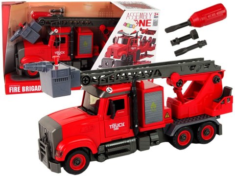 LEAN Toys Woź Strażacki Straż Pożarna do Rozkręcania Akcesoria Czerwona