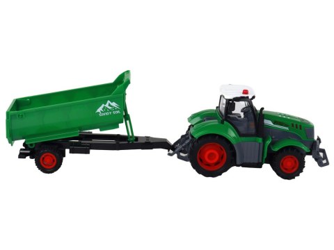 LEAN Toys Zdalnie Sterowany Ciągnik Traktor R/C z Przyczepą 1:24 Światła Zielony