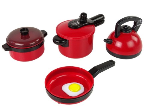 LEAN Toys Zestaw Garnków Akcesoriów Kuchennych Czerwony