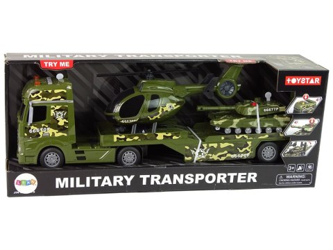LEAN Toys Zestaw Militarny Czołg Napęd Frykcyjny Helikopter Ciężarówka LEAN Toys Zestaw Militarny Czołg Napęd Frykcyjny Helikopter Ciężarówka