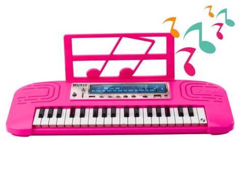 LEAN Toys Elektryczne Pianinko Dla Dzieci 36 Melodii Różowe