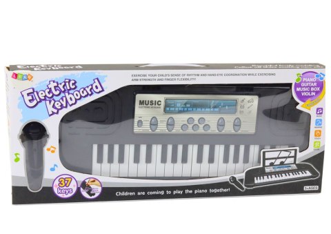 LEAN Toys Elektryczne Pianinko Dla Dzieci Stojak Mikrofon Czarne