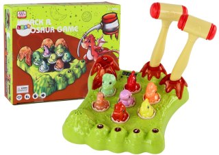 LEAN Toys Gra Wack-A-Mole Dinozaury Plansza Młotki Zielona Światła Dźwięki