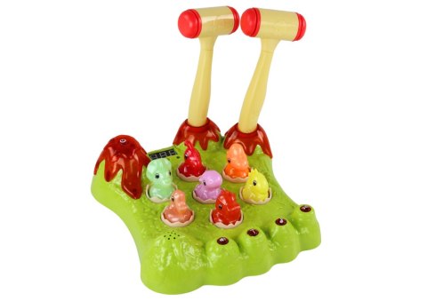 LEAN Toys Gra Wack-A-Mole Dinozaury Plansza Młotki Zielona Światła Dźwięki