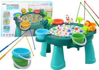 LEAN Toys Gra Zręcznościowa Łowienie Rybek Stoliczek Zielony