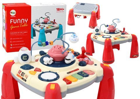 LEAN Toys Interaktywny Stoliczek Edukacyjny Panel Dziecięcy Pianinko Kosmos Czerwony