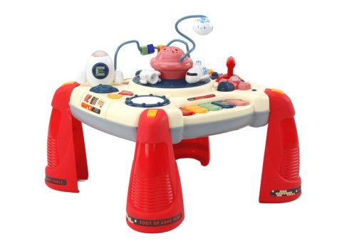 LEAN Toys Interaktywny Stoliczek Edukacyjny Panel Dziecięcy Pianinko Kosmos Czerwony