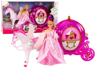 LEAN Toys Karoca Z Koniem Lalka Księżniczka Kareta Różowa Pegaz Zestaw