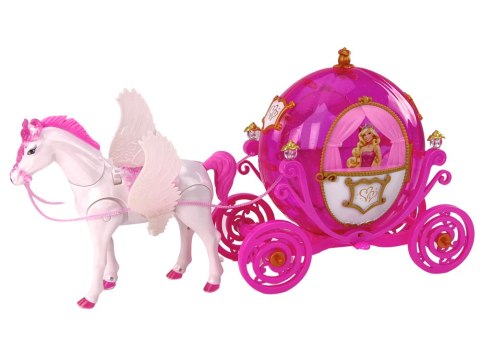 LEAN Toys Karoca Z Koniem Lalka Księżniczka Kareta Różowa Pegaz Zestaw
