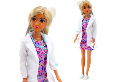 LEAN Toys Lalka Anlily 4w1 Lekarz Fryzjer Kucharka Zwierzęta Ubrania Akcesoria