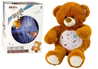 LEAN Toys Pluszowy Miś Usypiający Światła Dźwięki Tryb Nocny i Dzienny Brązowy