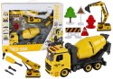 LEAN Toys Pojazdy Budowlane Dźwięk Światła 1:12 DIY Betoniarka Dźwig Koparka