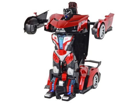 LEAN Toys Samochód- Robot Transformacja R/C 1:10 Czerwony Sterowanie Gestami