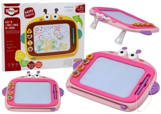 LEAN Toys Tablica Magnetyczna Do Malowania 4 Kolory Znikopis 4 Pieczątki Różowa