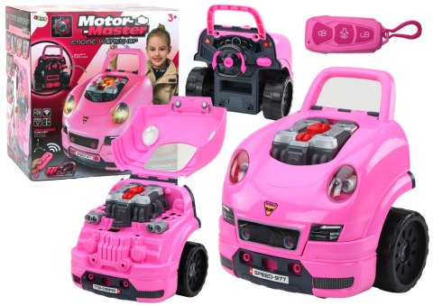 LEAN Toys Warsztat Silnik Auto Do Rozkręcania Zestaw Majsterkowicza Różowy