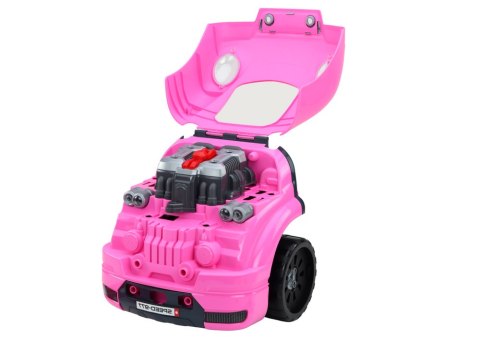 LEAN Toys Warsztat Silnik Auto Do Rozkręcania Zestaw Majsterkowicza Różowy