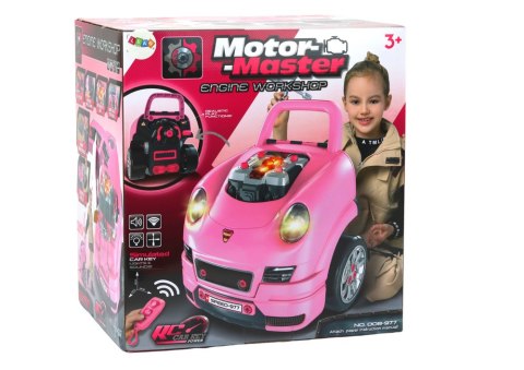 LEAN Toys Warsztat Silnik Auto Do Rozkręcania Zestaw Majsterkowicza Różowy